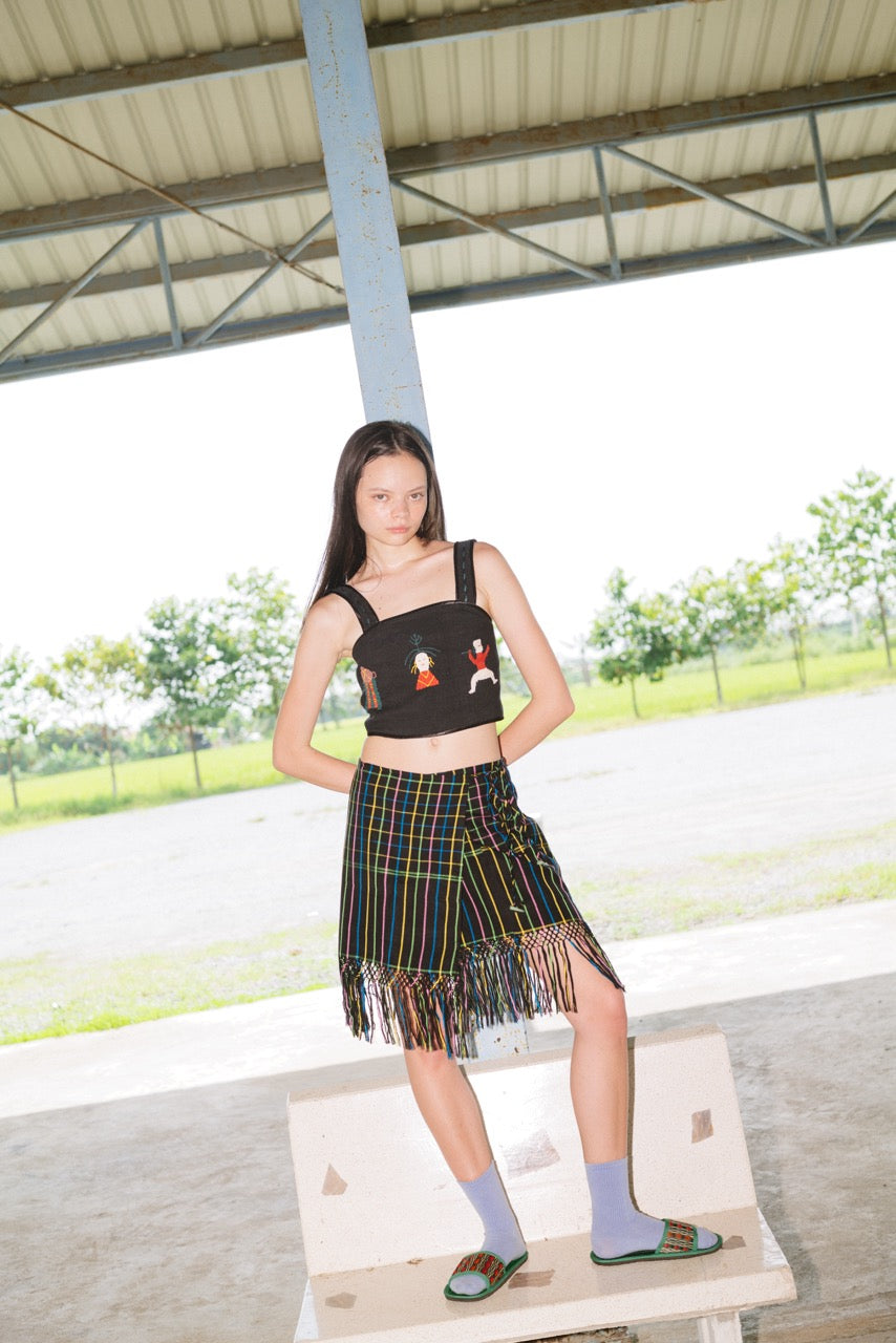 Kao Mah Fringe Skirt