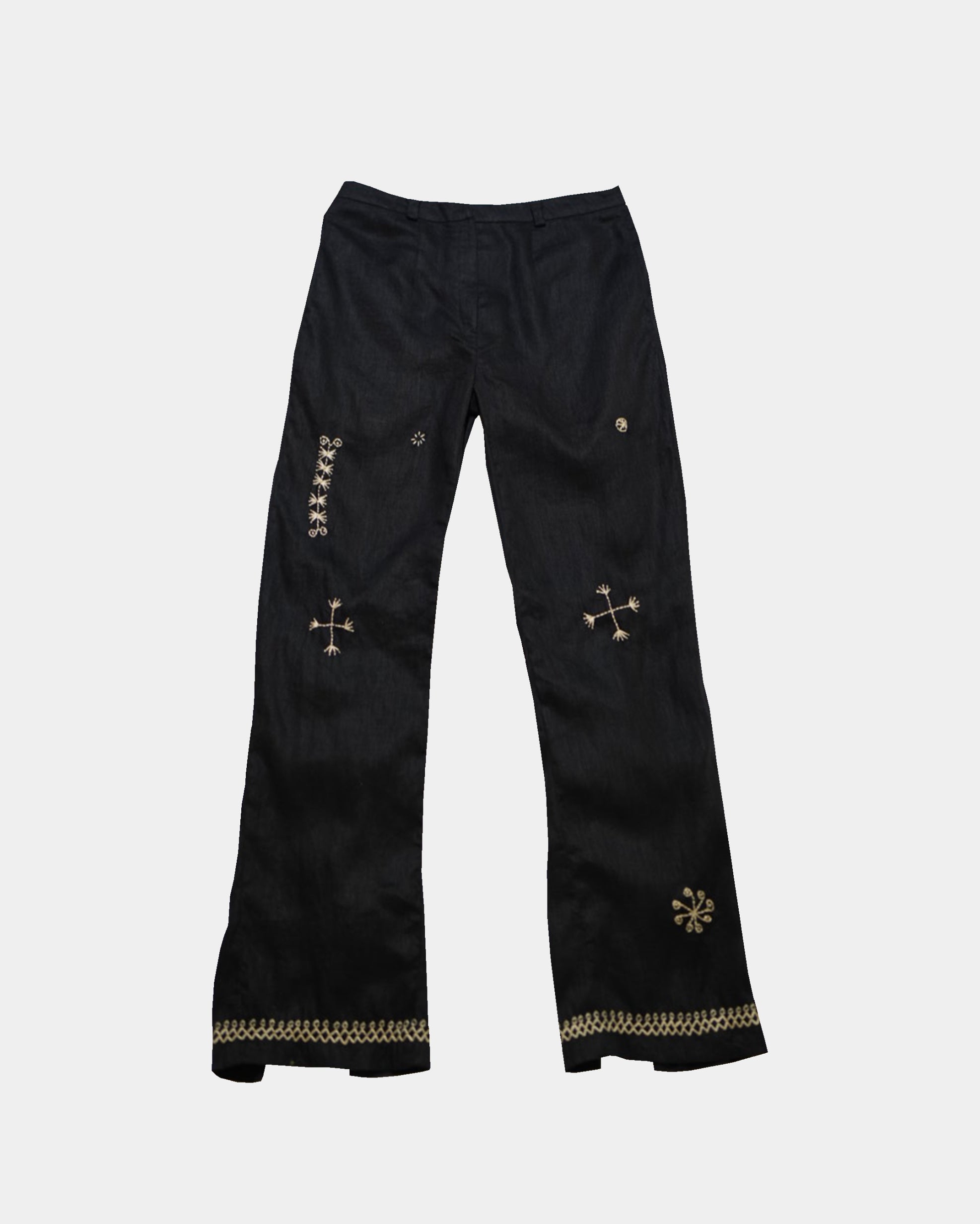 Embroidered Tie Trousers