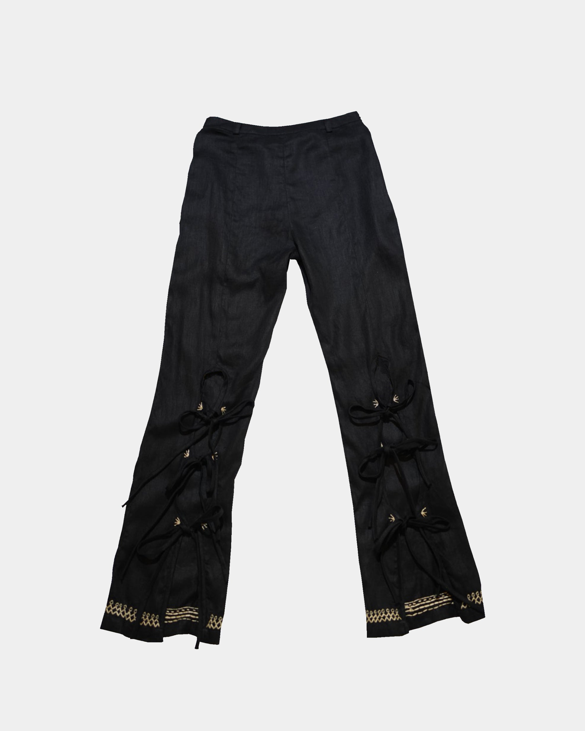 Embroidered Tie Trousers